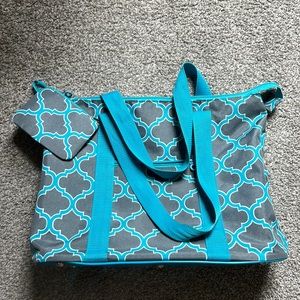 Blue And Grey Geometric Travel Bag